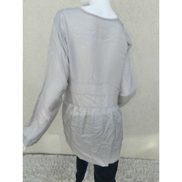 Johnny Was Blouse Gray Silk Eyelet Embroidered Shirt Small - Picture 2 of 10